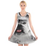 White Bulldog V-Neck Sleeveless Dress