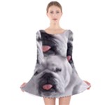 White Bulldog Long Sleeve Velvet Skater Dress