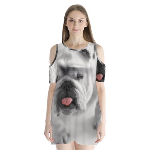 White Bulldog Shoulder Cutout Velvet  One Piece from ArtsNow.com