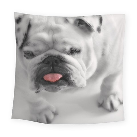 White Bulldog Square Tapestry (Large) from ArtsNow.com