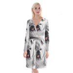 White Bulldog Long Sleeve Velvet Front Wrap Dress