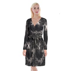 Long Sleeve Velvet Front Wrap Dress 