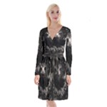 Hawk Long Sleeve Velvet Front Wrap Dress