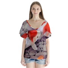 V-Neck Flutter Sleeve Top 