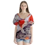 Koi V-Neck Flutter Sleeve Top