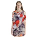 Koi Shoulder Cutout Velvet  One Piece