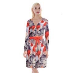 Long Sleeve Velvet Front Wrap Dress 