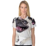 Pug Dog Women s V-Neck Sport Mesh Tee