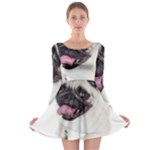 Pug Dog Long Sleeve Skater Dress