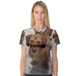 Weiner Dog Women s V-Neck Sport Mesh Tee