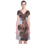 Weiner Dog Short Sleeve Front Wrap Dress