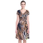 Tiger Short Sleeve Front Wrap Dress