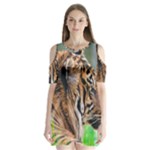 Tiger Shoulder Cutout Velvet  One Piece
