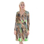 Tiger Long Sleeve Velvet Front Wrap Dress