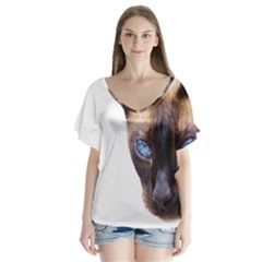 V-Neck Flutter Sleeve Top 