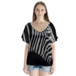 Zebra 3 V-Neck Flutter Sleeve Top