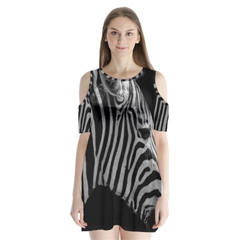Zebra 3 Shoulder Cutout Velvet  One Piece from ArtsNow.com