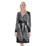 Zebra 3 Long Sleeve Velvet Front Wrap Dress