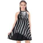 Zebra 3 Halter Neckline Chiffon Dress 