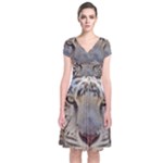 White Tiger 2 Short Sleeve Front Wrap Dress