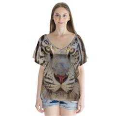 V-Neck Flutter Sleeve Top 