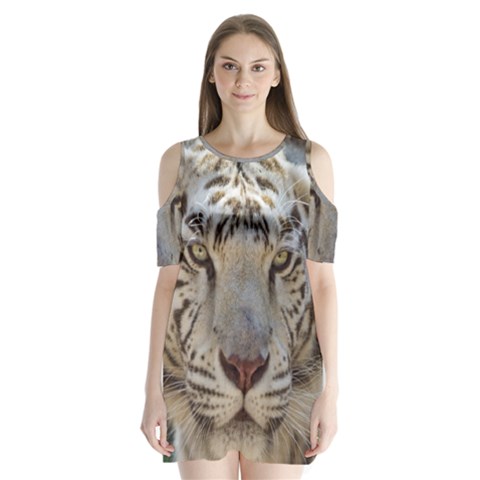White Tiger 2 Shoulder Cutout Velvet  One Piece from ArtsNow.com