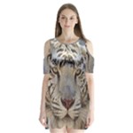 White Tiger 2 Shoulder Cutout Velvet  One Piece