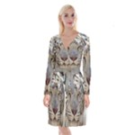 White Tiger 2 Long Sleeve Velvet Front Wrap Dress