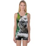 White Tiger One Piece Boyleg Swimsuit