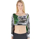 White Tiger Long Sleeve Crop Top (Tight Fit)