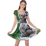 White Tiger Cap Sleeve Dress