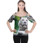 White Tiger Women s Cutout Shoulder Tee