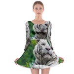 White Tiger Long Sleeve Skater Dress