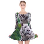 White Tiger Long Sleeve Velvet Skater Dress