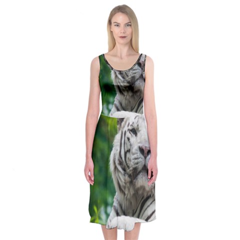 White Tiger Midi Sleeveless Dress from ArtsNow.com