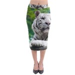 White Tiger Midi Pencil Skirt