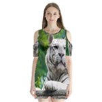 White Tiger Shoulder Cutout Velvet  One Piece