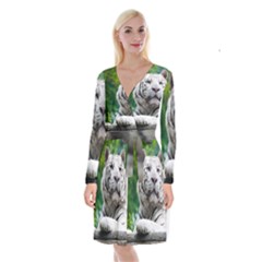 Long Sleeve Velvet Front Wrap Dress 