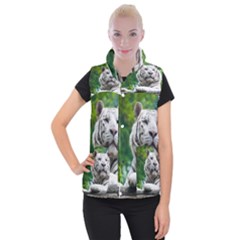 White Tiger Women s Button Up Puffer Vest from ArtsNow.com