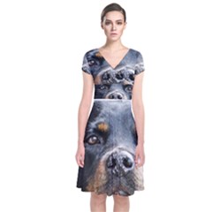 Short Sleeve Front Wrap Dress 
