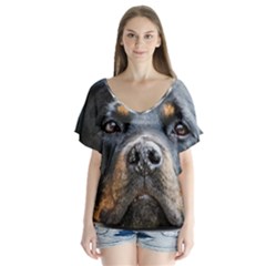 V-Neck Flutter Sleeve Top 