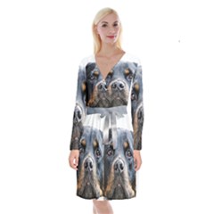 Long Sleeve Velvet Front Wrap Dress 