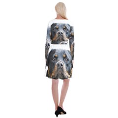 Long Sleeve Velvet Front Wrap Dress 
