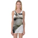 White Horse One Piece Boyleg Swimsuit