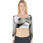White Horse Long Sleeve Crop Top (Tight Fit)