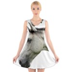 White Horse V-Neck Sleeveless Dress