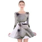 White Horse Long Sleeve Velvet Skater Dress