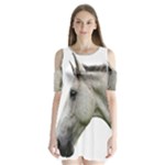 White Horse Shoulder Cutout Velvet  One Piece