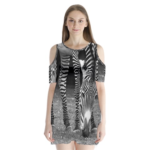 Zebra Shoulder Cutout Velvet  One Piece from ArtsNow.com