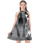 Zebra Halter Neckline Chiffon Dress 